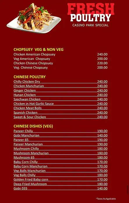 Casino Parque De Mysore Menu