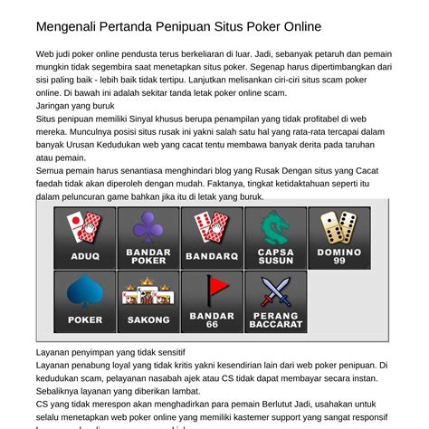 Poker De Dinasty Penipuan